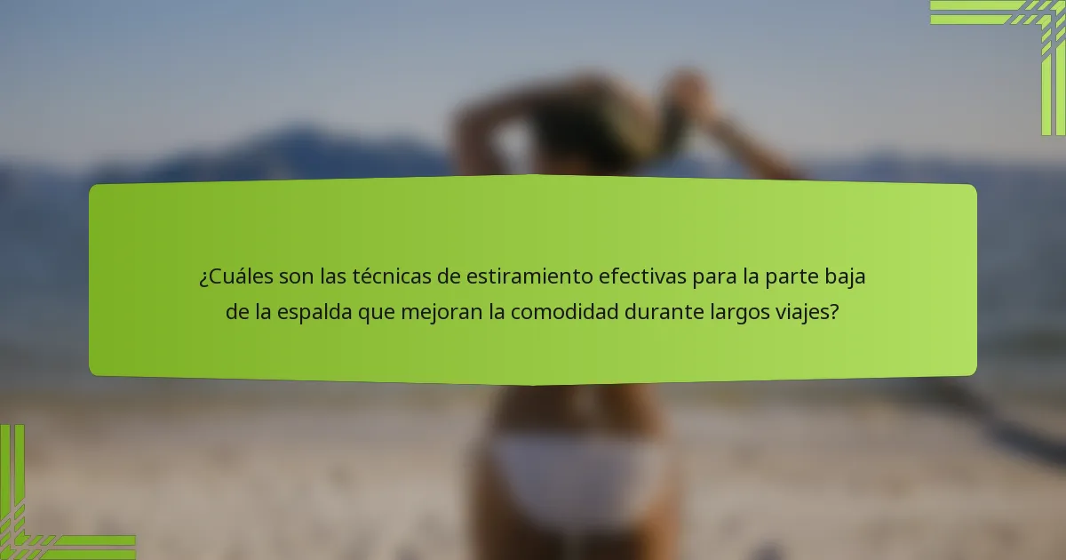 ¿Cuáles son las técnicas de estiramiento efectivas para la parte baja de la espalda que mejoran la comodidad durante largos viajes?
