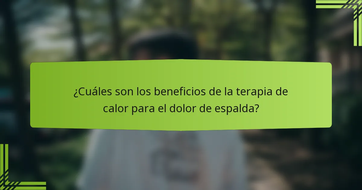 ¿Cuáles son los beneficios de la terapia de calor para el dolor de espalda?