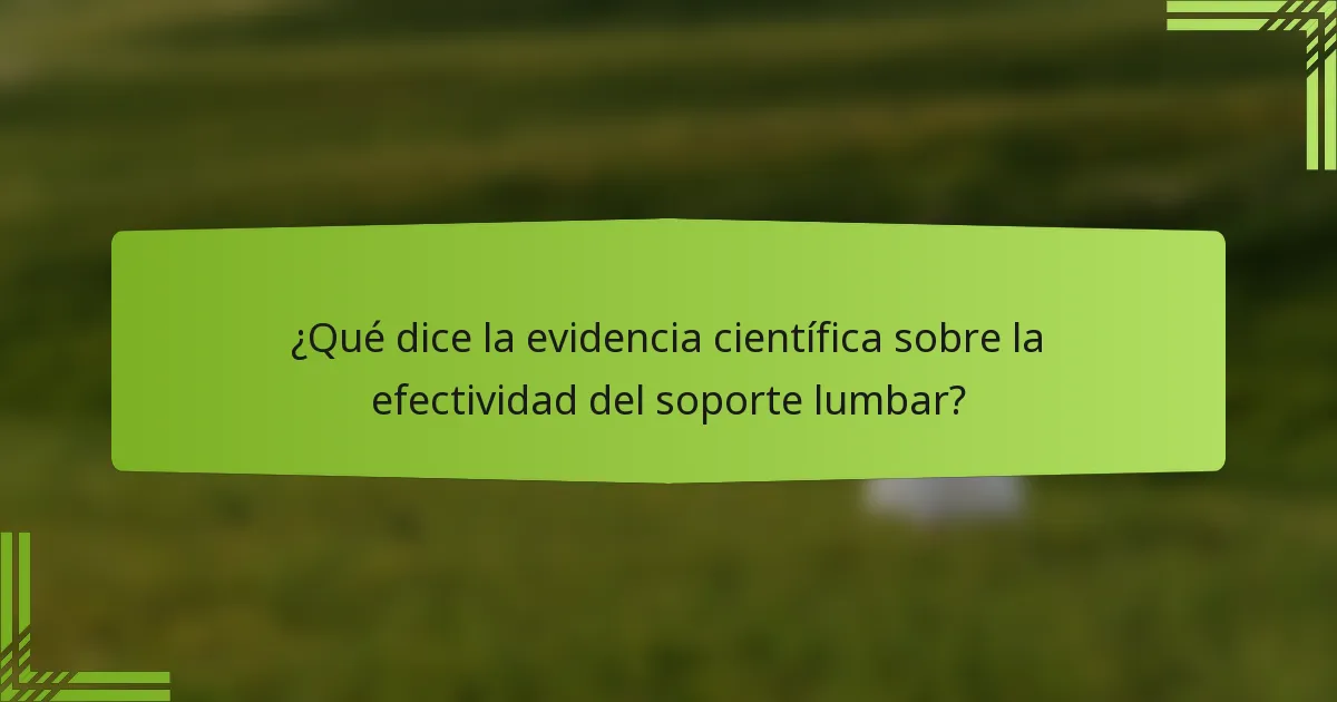 ¿Qué dice la evidencia científica sobre la efectividad del soporte lumbar?